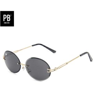 PB Sunglasses - Gipsy Oval Black. - Zonnebril heren en dames - Zwarte lens - Randloze zonnebril - Festival stijl