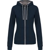 Kariban - K467 - Damessweater - Navy / Fine Grey - Met Rits en Capuchon