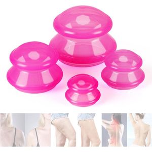4 stuks - Cellulitis Cup - Cellulitis Cupping - Cupping Set - Cupping Cups - Cupping Massage - Voor Gezicht, Armen en Benen - roze - Vacuüm Siliconen Cupping Set Thuis Cupping Set - Verlichting van spierpijn