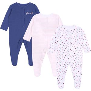 3x Katoenen babyromper met bloemen, OEKO-TEX certificaat
