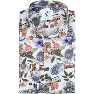 R2 Overhemd Print Auto Multicolour - Maat 42 - Heren - Overhemden Casual