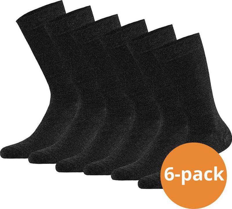 Apollo - Sokken Basic Bamboo - Antraciet Melange - 6 paar Bamboe Sokken