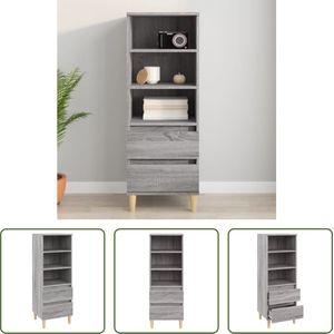 The Living Store Bijzetkast - Grijs Sonoma Eiken - 40 x 36 x 110 cm - Open Schappen en Lades