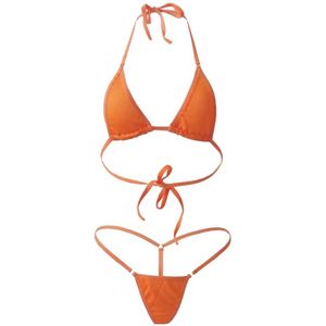 CHPN - Micro Bikini - Mini bikini - Sexy bikini - Oranje mini bikini - Badmode - Sexy bikini - Sexy G-String en Thong - 18+ bikini - Strand - Bimbo