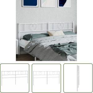 The Living Store Hoofdbord 200 cm metaal wit - Hoofdbord - Hoofdboard - Klassiek Hoofdbord - Staal Hoofdbord - Witte Hoofdbord