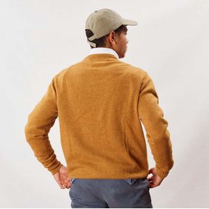 Osborne Knitwear Trui met V hals - Sweater heren in Lamswol - Pullover Heren - Harvest Gold - M