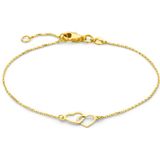 14K Geelgoud - Armband - Hartjes - 17 - 19 cm