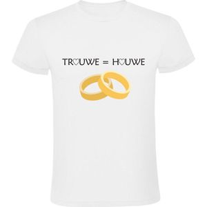 Trouwe = houwe Heren T-shirt | trouwen | trouwdag | feest | ring | verliefd