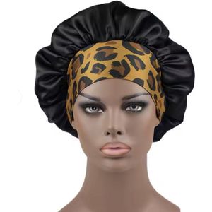 Slaapmuts - Slaap muts - Satijnachtig - Bescherm je haar tijdens het slapen - Haarverzorging - Nachtrust - Sleep Cap - Bonnet - Haarbeschermer - Zwart/Leopard - CHPN