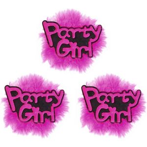 6x stuks roze vrijgezellen broche button Party Girl