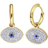 Lucardi Dames Goldplated Oorbellen met Kristallen Oog - Oorbellen - Cadeau - Staal - Goudkleurig