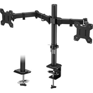 Dubbele Monitor Arm voor 13-27 Inch LCD-LED-schermen - Hoogte Verstelbaar - Kantelbaar en Draaibaar - VESA 75/100 - 8 kg per Arm