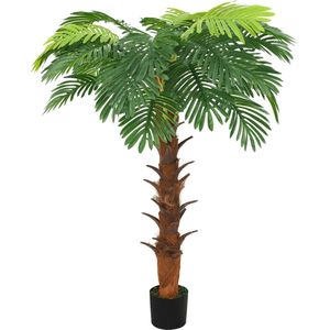 The Living Store Cycaspalm Kunstplant - 150-160 cm - Gedetailleerde bladeren - Nooit verwelkend - Groen - Massief hout en kunststof