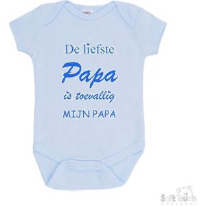 100% katoenen Romper ""De liefste papa is toevallig mijn papa"" Unisex Katoen Blauw/Mid Blue Maat 56/62