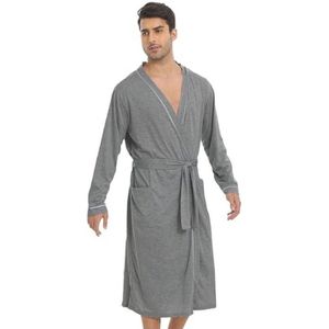 Lichtgewicht kimono badjas voor heren - Katoenmix met lange mouwen en zakken