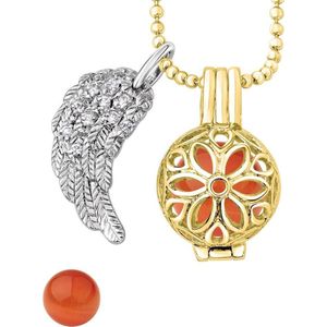 Quiges Engelenroeper 12mm Bolhouder met Ketting 70cm en Bolletje - Dames - Goudkleurig Bloem - EBS12112