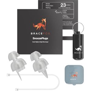 Bracefox® Oordoppen 'Snoozeplugs' | Earplugs voor slapen | Maximale geluidsdemping | Gehoorbescherming | Comfortabel en Perfect voor Zijslapers | Transparant en Compact | SNR 23 dB