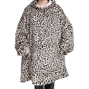 Knuffeldeken - Plaid - Onesie - Hoodie Deken Met Mouwen - Fleece Blanket - Dames - Heren - Kinderen - Extra Zacht - Luipaard
