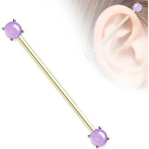 Industrial - Piercing - Amethyst Steen - Gold Plated - Chirurgisch Staal