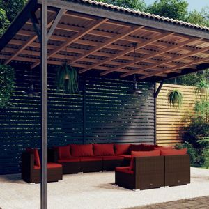 The Living Store Loungeset Serene - Poly rattan - Bruin - 70x70x60.5 cm - Modulair design