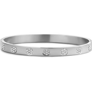 CO88 Collection 8CB 90695 Stalen Armband Dames - Bangle - Zirkonia - 58x49mm - Zilverkleurig