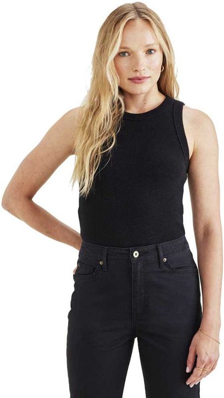 Dockers - Rib Knit - Mouwloos T-shirt - Zwart - 97% Katoen, 3% Elastaan