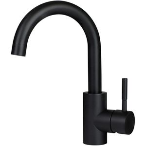 NETTLIFE Wastafelkraan - zwart - 360° Draaibaar - Hoge uitloop - Badkamerkraan - Warm en Koud - H 24cm - Badkamerkraan - voor Badkamer | WC | Spoelkeuken - RVS