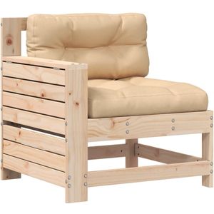 vidaXL Tuinbank - Tuinbanken - Tuinmeubel - Loungestoel Tuin - Tuinbank met armleuning en kussen massief grenenhout