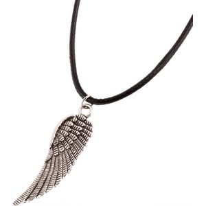 Ketting- Vleugel- Zilverkleur- Metaal- 45 cm- Zwart- Charme Bijoux