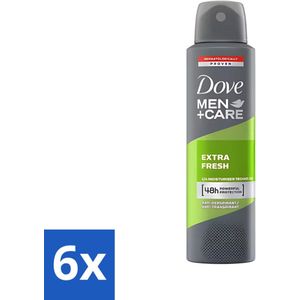 6 x Dove - Deodorant - Extra Fresh for Men - Frisse geur en bescherming - 150 ml - Dove Deodorant - Deodorant Spray - Anti-transpirant - Mannen Deodorant - Langdurige Bescherming
