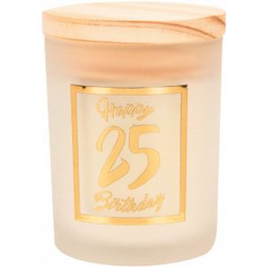 Geurkaars - White/gold - Happy Birthday - 25 jaar - In cadeauverpakking