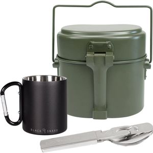 Black Snake Black Snake® Aluminium Kochgeschirr mit Besteck und Karabiner Haken Thermo Tasse aus Edelstahl