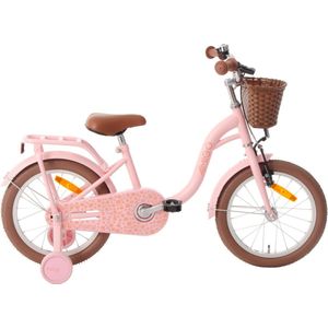 AMIGO Fairy Kinderfiets - Meisjesfiets 16 Inch - Met Terugtraprem - Met Zijwieltjes - Zalmroze