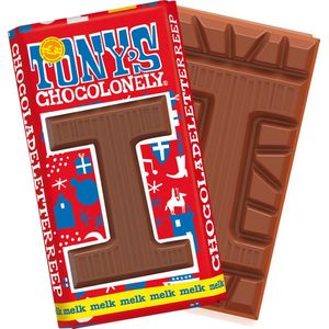 Tony's Chocolonely Chocolade Letter I - Melkchocolade Reep - Schoencadeautje Sint - Fairtrade Belgische Chocolade - 180 Gram