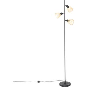 QAZQA rayan - Oosterse Vloerlamp | Staande Lamp - 3 lichts - H 160 cm - Naturel - Woonkamer | Slaapkamer | Keuken