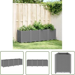 The Living Store Plantenbak 160x40x53 cm polypropeen lichtgrijs - Tuinplanten - Plantenbak Grijs - Polypropylene Bak - Outdoor Planter - Balkonnen Tuinen