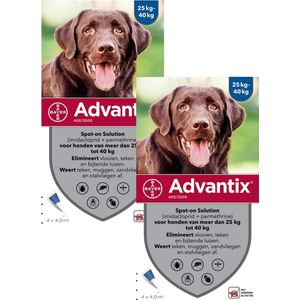 Bayer Advantix Vlooien & Teken Pipetten - Hond 25 tot 40kg - 2 x 4 stuks