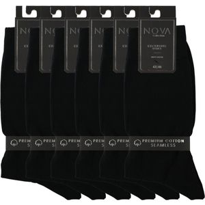 Nova Collection- Zwarte Sokken - 6 paar - Exclusief - Katoen -Socks- Herensokken - Kousen - Maat 39-42 - Naadloos