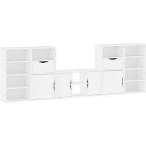 vidaXL - 5-delig - Tv-meubel - met - opbergruimte - ODDA - massief - grenenhout - wit