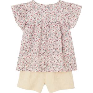 Vertbaudet Set blouse met bloemen en short van katoengaas voor meisjes