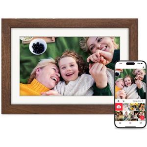 DailySupplies® Digitale Fotolijst met Wifi - Fotolijsten - Frameo App - HD Kwaliteit - Bruin