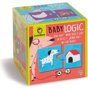 Ludattica Puzzels: WIE WOONT WAAR? - Baby Logic 12x12x12cm, 10 2-delige  puzzels, 3+