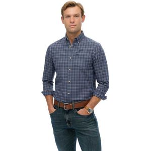 Superdry - M4011042A - Overhemd - Marineblauw - Premium Geruit Oxford - Lange Mouwen