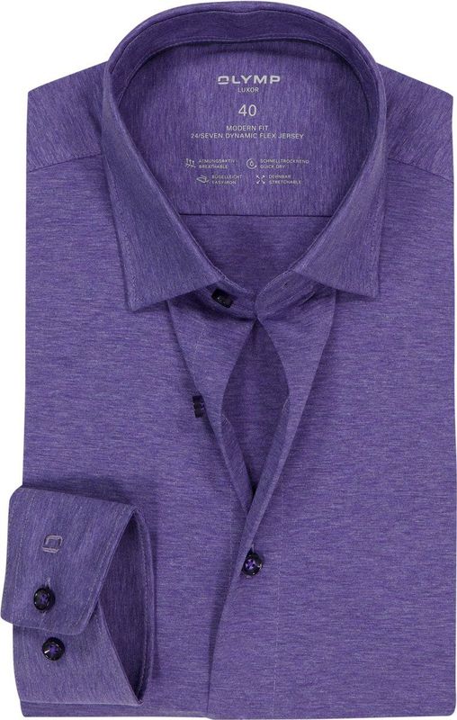 OLYMP - 24/7 Luxor - Overhemd - Paars - Strijkvriendelijk - Modern Fit