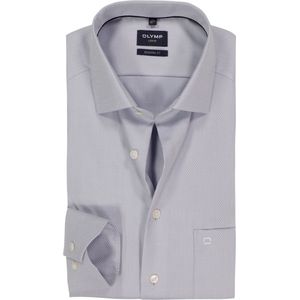 OLYMP Luxor modern fit overhemd - structuur - zilvergrijs - Strijkvrij - Boordmaat: 38
