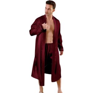 Nivard Satijnen Badjas Heren - Kimono - Kamerjas - Satijn - Ochtendjas - Pyjama - Rood - Maat M