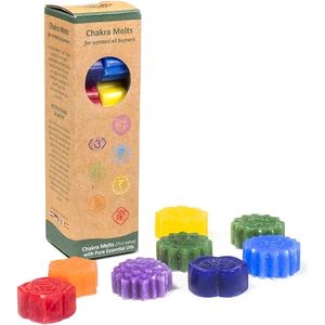 Chakra smeltkaarsjes voor aromabranders - geur - etherische olien -100% plantaardige palmwas - 7 Chakra melts