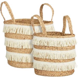 Mica Decorations Opbergmand - Set van 2 - H30 x Ø32 cm - Waterhyacint - Bruin