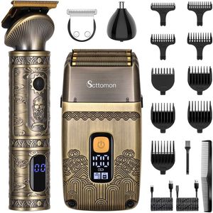 Scttomon 3-in-1 Tondeuse & Elektrisch Scheerapparaat voor Mannen – T-Blade Haarknipper & Neushaartrimmer – Foliescheerapparaat & Baardtrimmer – Tondeuse Cheveux – 3-voudige Mesjes – Draadloos