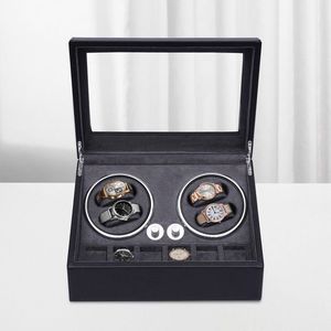 Olvy Luxe Watchwinder 4+6 - Voor 10 Horloges - Met LED Verlichting - Horloge Opwinder - Horlogebox - Zwart